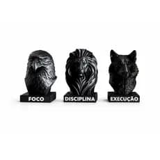 Estátuas Decorativas Águia Leão Lobo – Foco Disciplina Execução – Decoração Sala Motivacional Escritório Mesa Sala