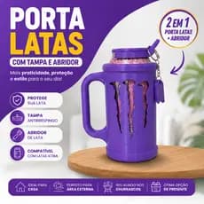 Kit Monster - Porta Lata Energético Estilo Caneca Tampa Abridor de Lata