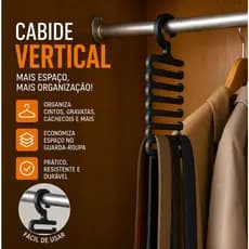 Cabide Organizador de Cintos, Gravatas, Bolsas e Bonés | Suporte Vertical Economiza Espaço