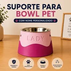 Suporte para Bowl Pet Personalizado com Nome – Comedouro Elevado Personalizado para Cães e Gatos