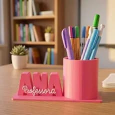 Porta Canetas Personalizado para Professora Organizador de Mesa com Nome Porta Lápis