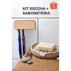 Kit Saboneteira e Porta Escova de Dentes – Organizador para Banheiro