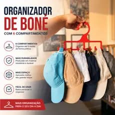 Cabide Organizador de Bonés | Suporte Vertical para até 6 Bonés | Otimize Espaço no Armário