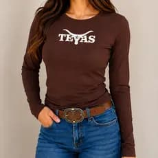Blusa Manga Longa Estilo Country Texas