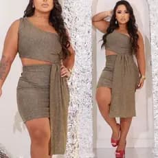 Vestido Tubinho Festa Feminino Curto Nula Manga Tendencia Gringa Balada Brilhoso Luxo