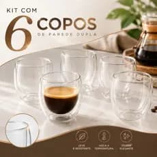 Jogo De Copos Duplos De Vidro Copo Parede Dupla Caneca De Café 250ml