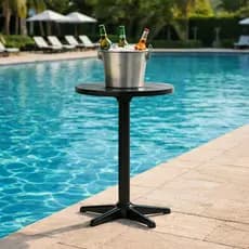 Mesa Bistrô Alta de Plástico Preta  Ideal para Bar Cozinha  Balcão  Área Gourmet  Piscina ou Varanda