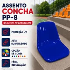 Assento Concha PP-8 para Estádio Arquibancada Ginásio Barco Proteção UV Polipropileno