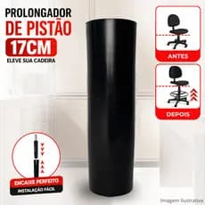 Prolongador de Pistão Preto 17cm para Cadeira de Escritório – Extensor Universal de Altura