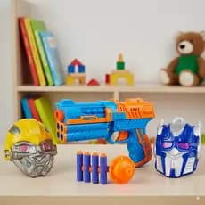 Brinquedo Pistola Lança Dardos Infantil com Máscara Futurista 8 Peças – Diversão e Heroísmo