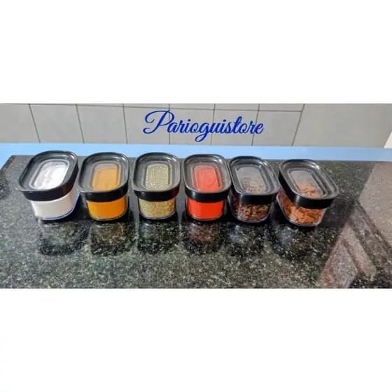 Kit de potes para temperos com 6 Potes herméticos com 150ml