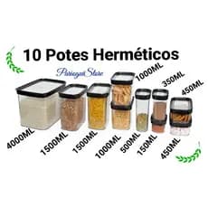 Porta mantimentos para cozinha Kit conjunto  com 10  Potes herméticos