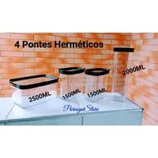 Porta Mantimentos Conjunto 4 Potes Herméticos - C.A