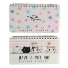 Planner Semanal Papelaria fofa kawaii, Planner permanente, Agenda, c/ 64 páginas espiral