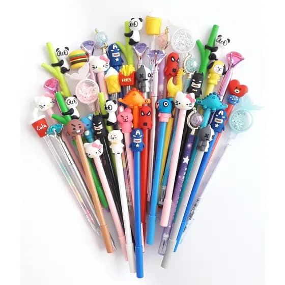 5 Caneta Gel Fofa Criativa Personagens Animados Bixinhos Kawaii Material escolar e escritório papelaria fofa canetas Kawaii