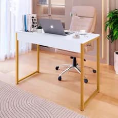 Mesa de Escritório Industrial com Pé de Ferro | Escrivaninha para Estudo, Home Office e Manicure, Mesa notebook ,UNA