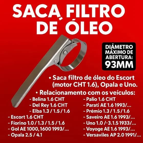 Saca Filtro de Óleo do Motor CHT Abertura Máxima de 93mm - Formula Force-030323