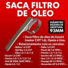 Saca Filtro de Óleo do Motor CHT Abertura Máxima de 93mm - Formula Force-030323