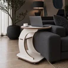 Mesa De Apoio Lateral Para Sala Com Rodinhas Encaixe Rápido