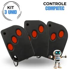 Kit 3 Controles para Portão Eletrônico Alarme Universal 433mhz Compatec + Pilhas