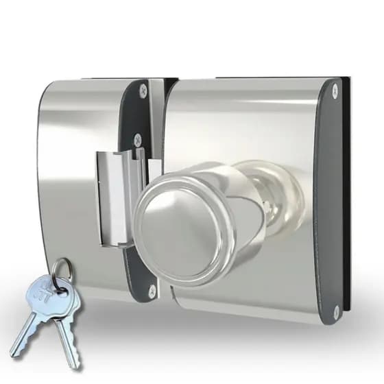Fechadura 12v para Porta com 2 Folhas de Vidro Padrão Furo Abertura Interna Cromada AGL