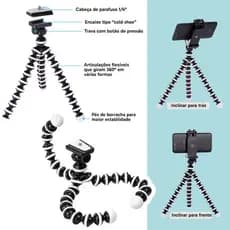 Kit Vídeo Completo Microfone Luz LED Tripé Flexível Microfone Direcional Supercardioide Com Suporte e LED Luz LED49R Par