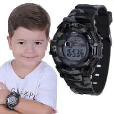 Relógio Infantil  Digital Sport Luz Led Camuflado a Prova Dagua Masculino X Feminino