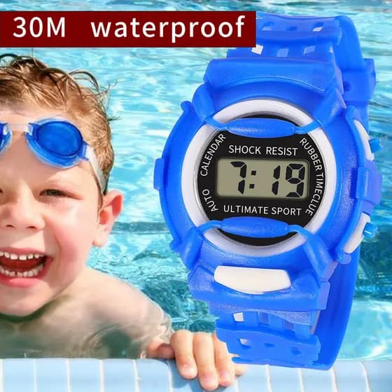 Relógio De Pulso Eletrônico Infantil Digital Esportivo À Prova D 'Água Com Led