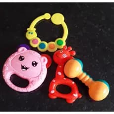 Brinquedos Para Bebê Kit com 4 pçs gatinha com girafa Chocalho + Mordedor Colorido