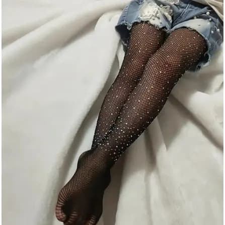 Meia Arrastão Com Brilho Meia Calça Preta Infantil Para Festa