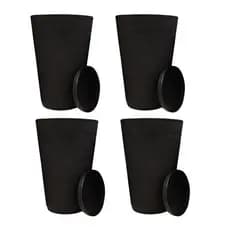 Kit 4 Vasos Moderno Texturizados Planta Coluna Redondo Decorativo Polietileno Nº2 (38x29) + Prato