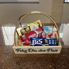Bandeja Alça Dupla Fibra Sintética 27x20cm Cesta Presente Dias Pais Mães Namorados Páscoa Natal Café