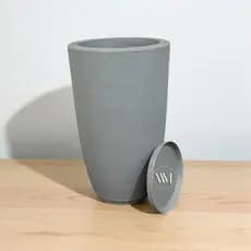Vaso Para Planta Grande Coluna Redonda 55cm Fosco Jateado Vaso Luxo com Prato Liso Decorativo Bojo