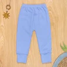 Calça Em Suedine Para Bebê Com Pé Reversível Azul Claro