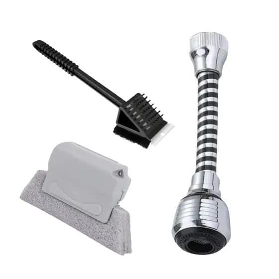 Kit Limpeza C/ Extensor Torneira Escova 3 Em 1 Limpa Frestas
