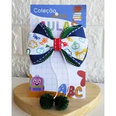 Laço Escolar com Pompom, Laco Manu Com Pompom Escolar, Laco Manu, Laco Com Pompom, Laco Escolar, Laco Fofinho Com Pompom