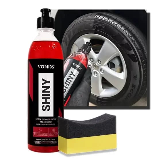 Pneu Pretinho Shiny Vonixx Brilho Molhado 500ml + Aplicador de Pretinho