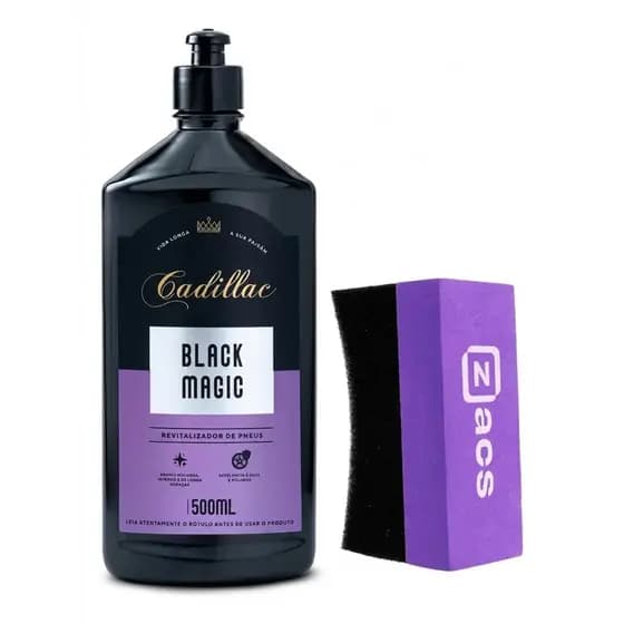 Kit Cadillac Black Magic 500ml Pretinho + Aplicador Pneu Zacs