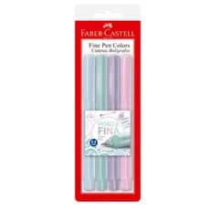 Kit 4 Caneta Faber Castell Fine Pen 0.4mm Tons Pastel Ponta Fina
