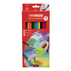 Lápis De Cor Aquarelável Colorido 12 Cores + Pincel + Apontador Yins