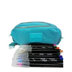 Kit 12 Caneta Hidrocor Hidrográfica Brush Pen Ponta Pincel Aquarelável Brw e Estojo Up4you