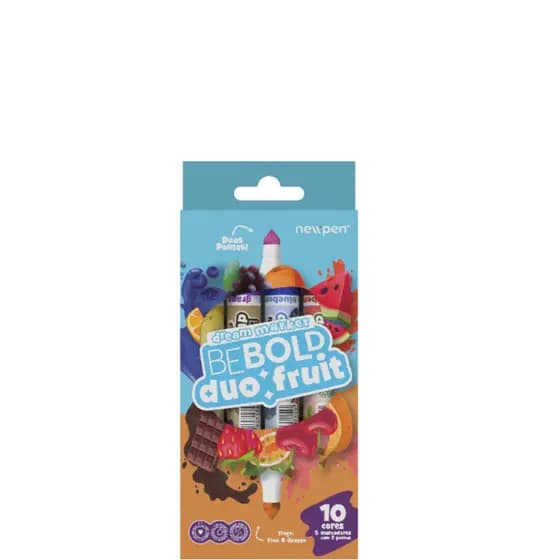 Caneta Marcador Hidrográfico Be Bold Duo Fruit 10 Cores Duas Pontas Newpen
