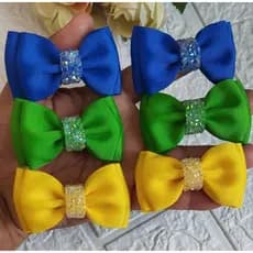 kit LAÇO PARZINHO COPA DO MUNDO, BRASIL MENINA, RN, BEBÊ , acessório infantil verde e amarelo