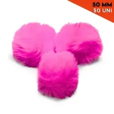 Pompom Pelúcia Rosa Escuro 50mm - Com 50 Unidades - BRX