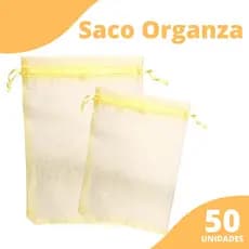 Saco Organza - Saquinho Para Lembrancinha Ouro 10x15 - Com 50 Unidades - BRX