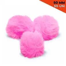 Pompom Pelúcia Rosa Chiclete 50mm - Com 50 Unidades - BRX