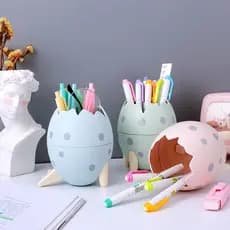 Kit 3x Porta Trecos Organizador Multiuso Baby Ovo de Dinossauro Com Adesivo Padrao e Adesivo 3D