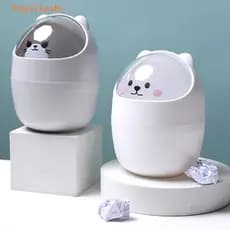 Mini Lixeira de Plástico com Desenho para Mesa Escritório Lixeira Itens para Casa Kawaii Fofa Multiuso Urso Gato