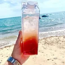 Garrafa de Acrílico Plástico Sem BPA Transparente Resistente 1L/500ml Geladeira Água Suco Leite Chá Quadrada Caixa Com Tampa Bebida