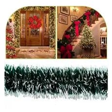 Festão De Natal Verde Nevado Decoração Arvore De Natal Fosco 9cm x 2m